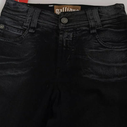 John Galliano Black Washed High Waist Flared Denim Casual Pants Jeans