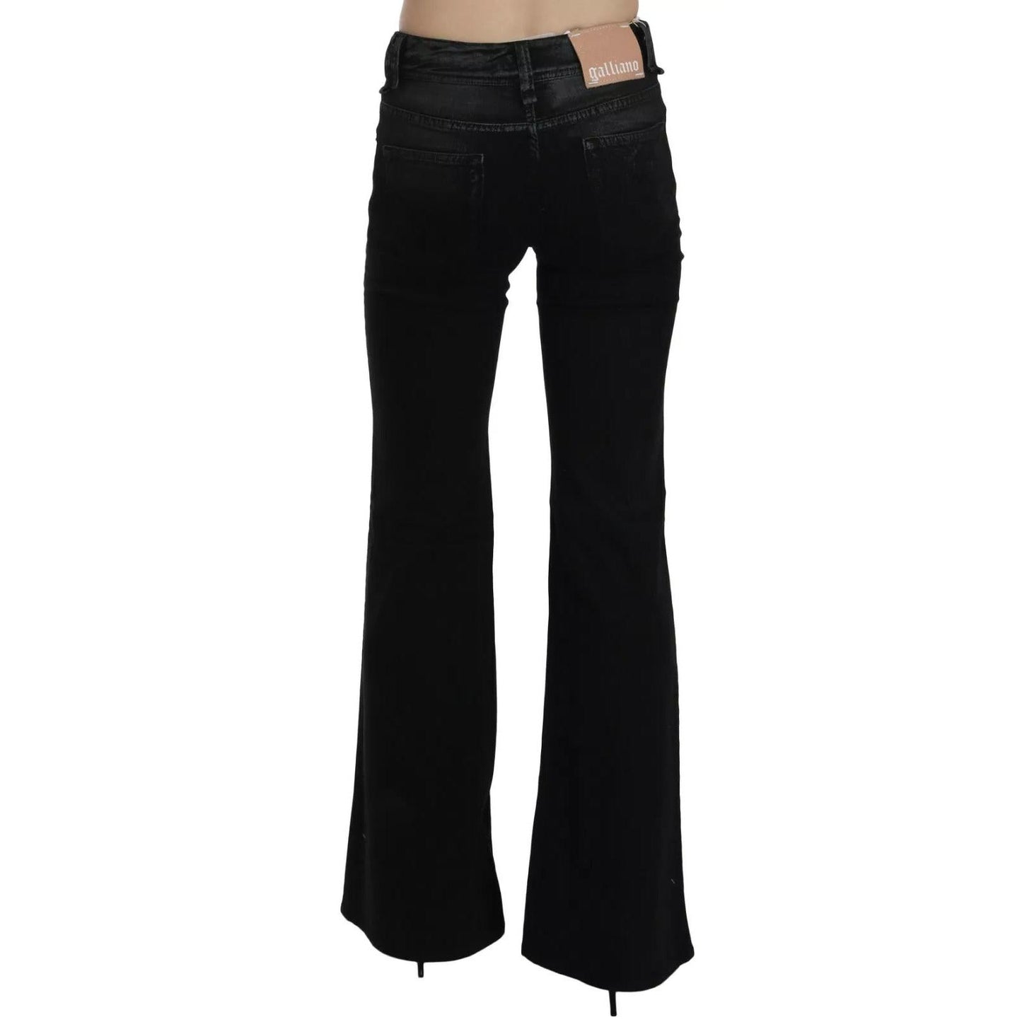 John Galliano Black Washed High Waist Flared Denim Casual Pants Jeans