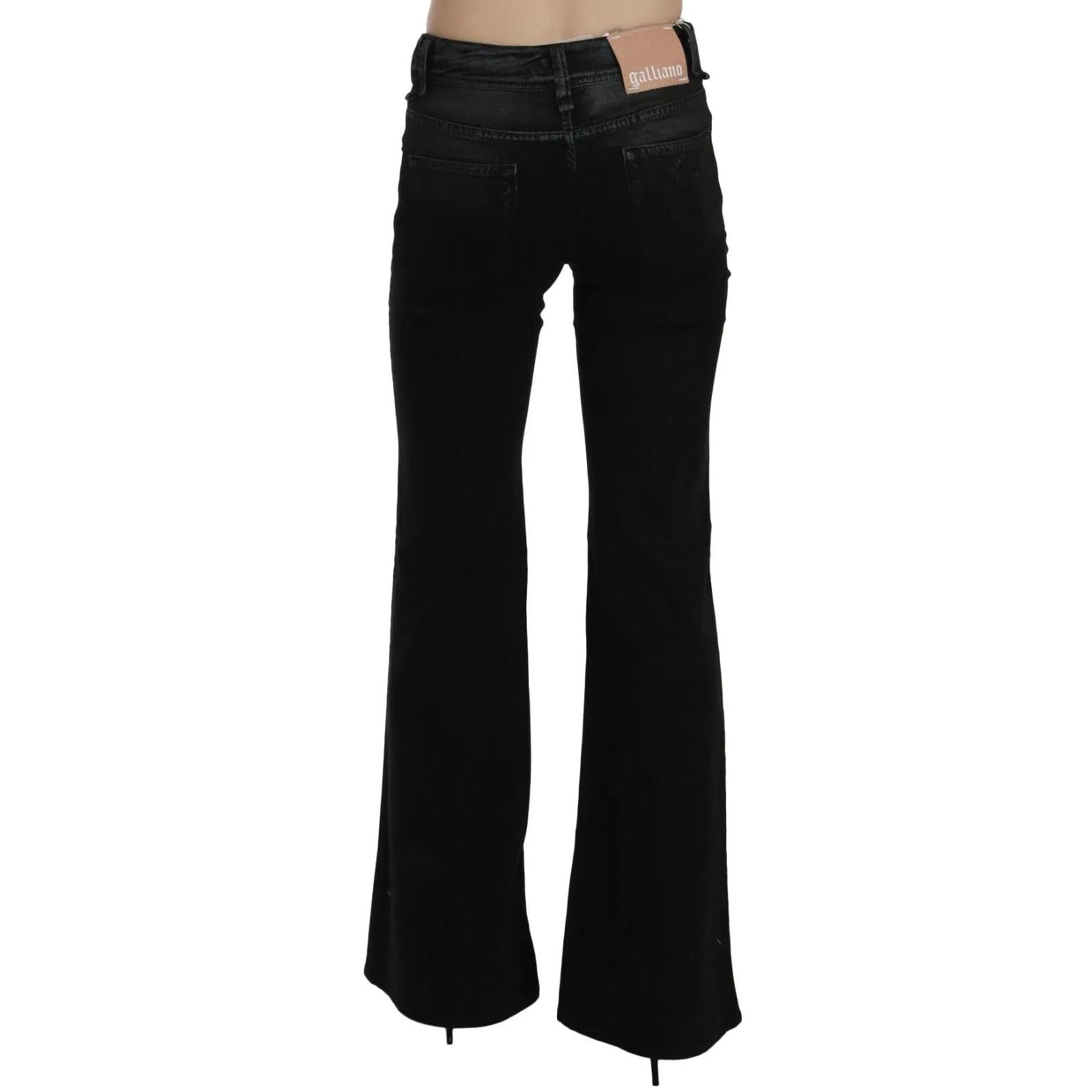 John Galliano Black Washed High Waist Flared Denim Casual Pants Jeans