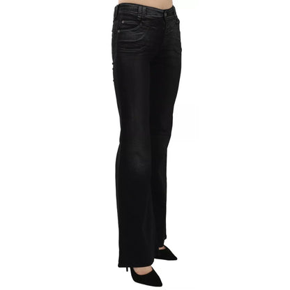 John Galliano Black Washed High Waist Flared Denim Casual Pants Jeans