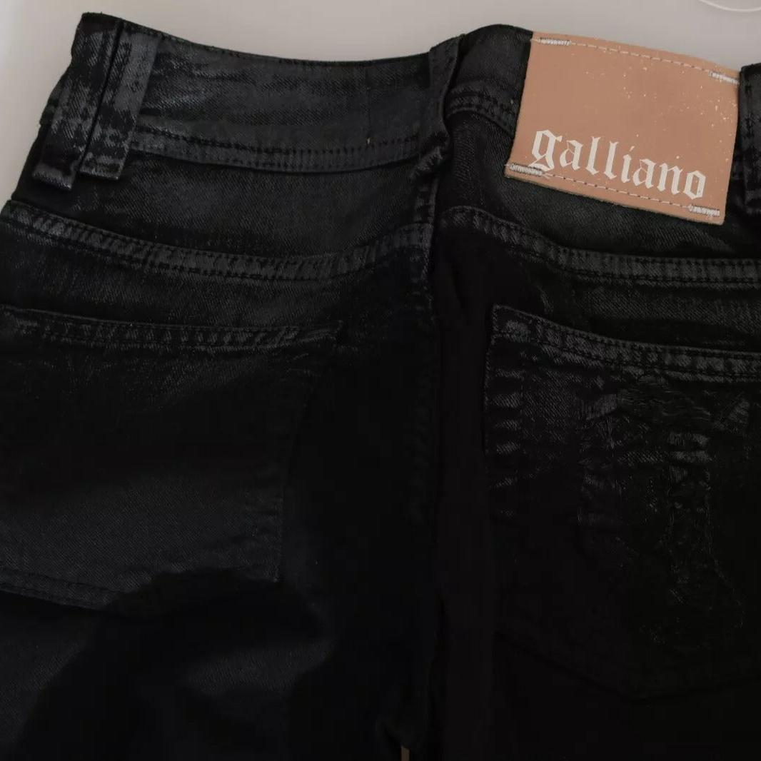 John Galliano Black Washed High Waist Flared Denim Casual Pants Jeans
