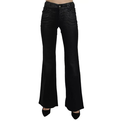 John Galliano Black Washed High Waist Flared Denim Casual Pants Jeans