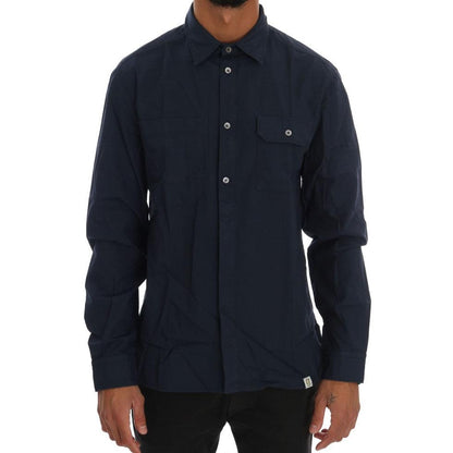 John Galliano Blue Casual Cotton Long Sleeve Shirt