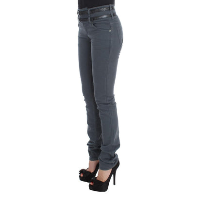 John Galliano Blue Cotton Blend Slim Fit High Waist Jeans