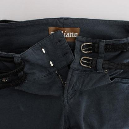 John Galliano Blue Cotton Blend Slim Fit High Waist Jeans