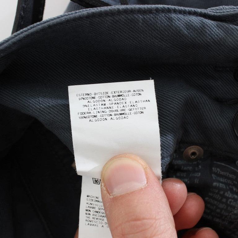 John Galliano Blue Cotton Blend Slim Fit High Waist Jeans