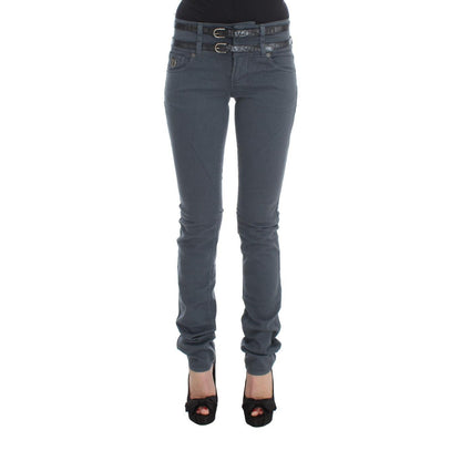 John Galliano Blue Cotton Blend Slim Fit High Waist Jeans