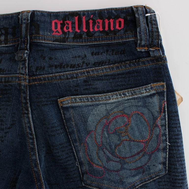 John Galliano Blue Wash Cotton Blend Slim Fit Bootcut Jeans