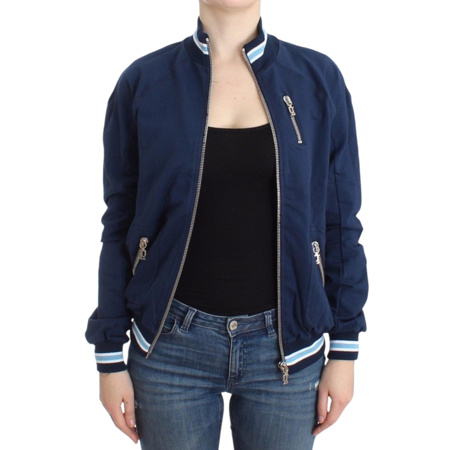 John Galliano Blue zip cotton cardigan