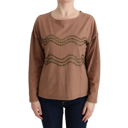 John Galliano Brown Cotton Studded Sweater