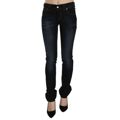 John Galliano Dark Blue Mid Waist Slim Fit Denim Casual Pants Jeans