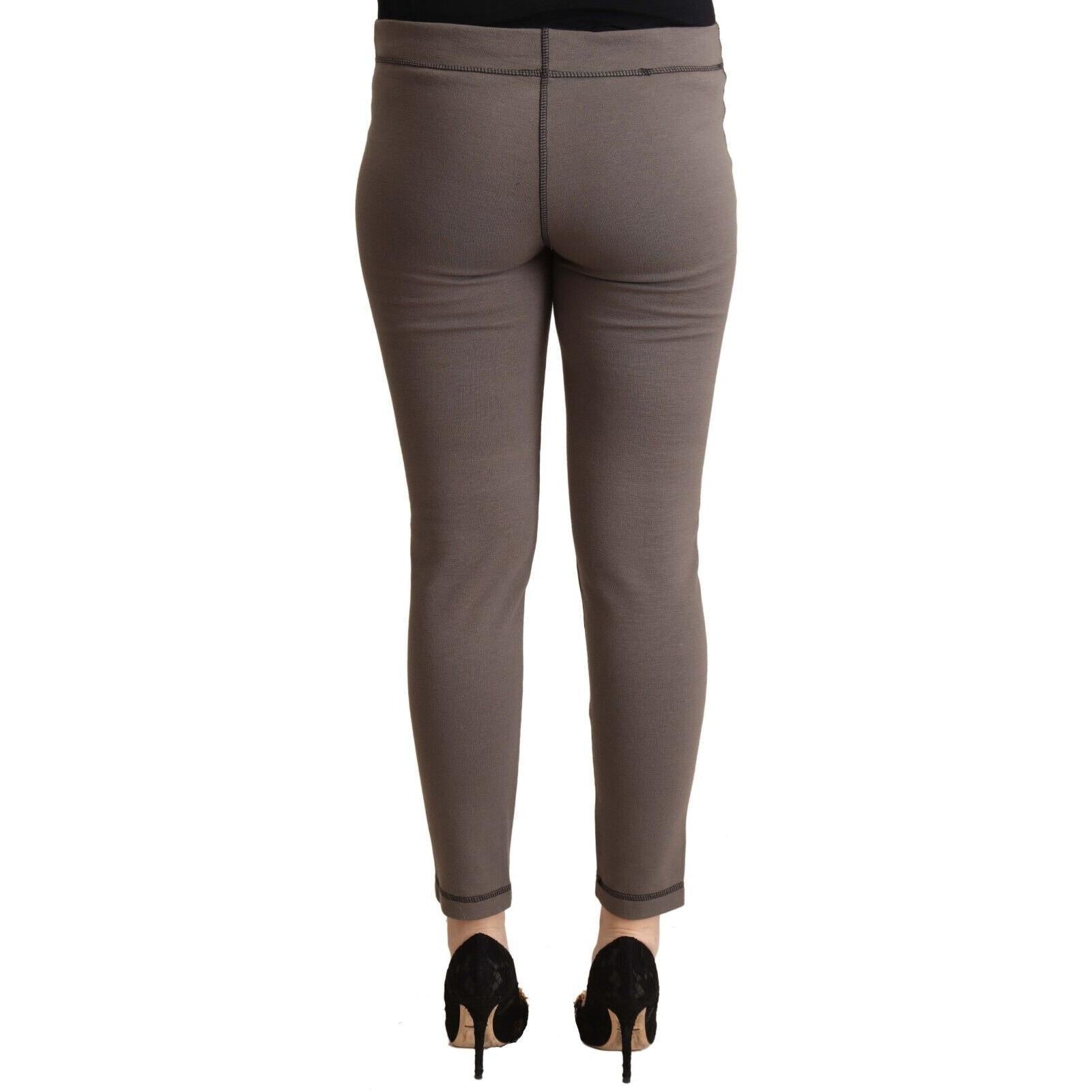 John Galliano Gray Cotton Mid Waist Stretch Leggings Cropped Pants