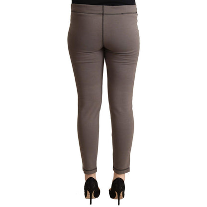 John Galliano Gray Cotton Mid Waist Stretch Leggings Cropped Pants