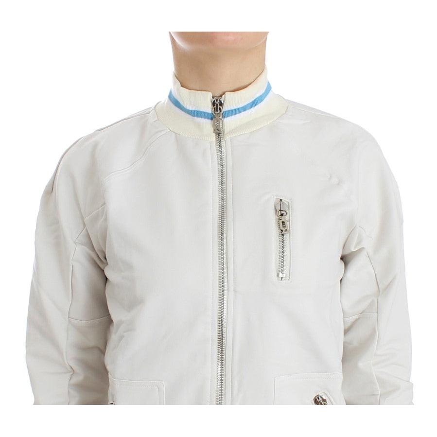 John Galliano White Mock Zip Cardigan Sweatshirt Sweater