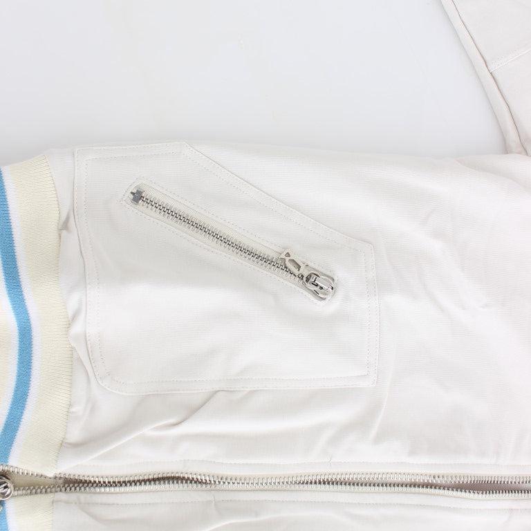 John Galliano White Mock Zip Cardigan Sweatshirt Sweater