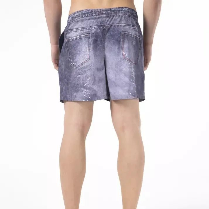 Just Cavalli Blue Polyester Men Swim Short