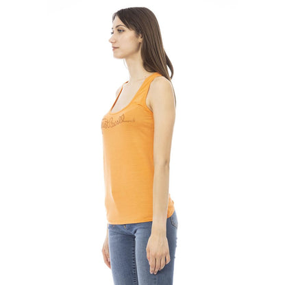 Just Cavalli Orange Viscose Tank Top