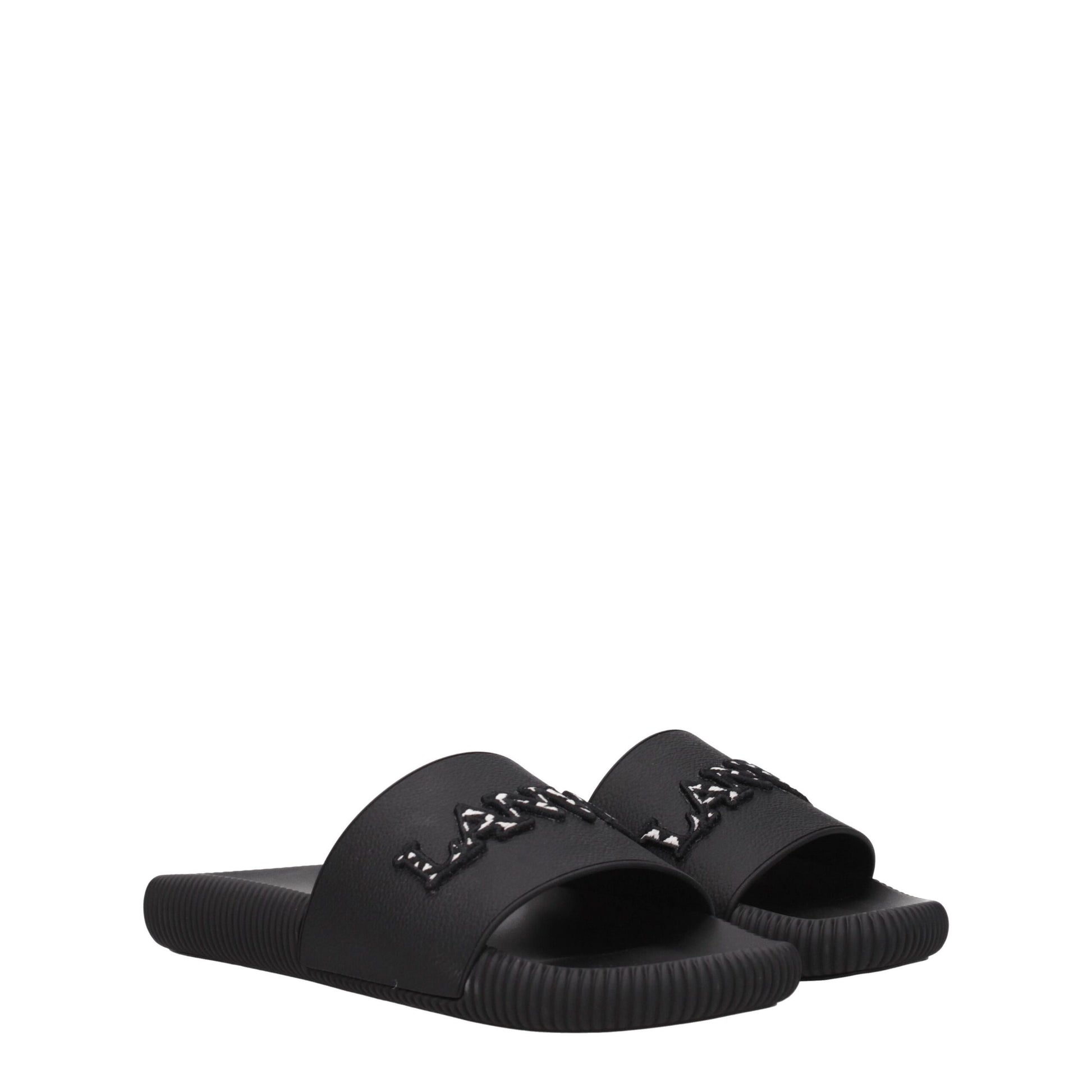 Lanvin Black Cotton Slippers Sandals