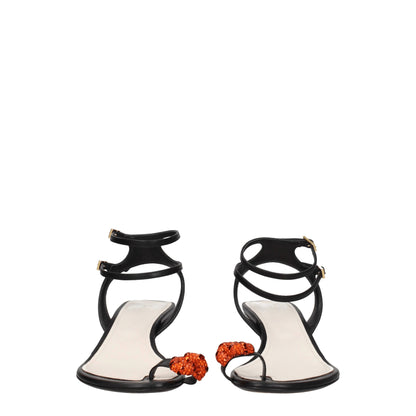 Lanvin Black Leather Stiletto Heels Sandals