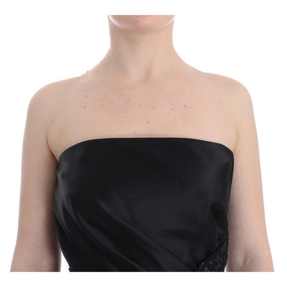 Masha Ma Black Strapless Embellished Pencil Dress