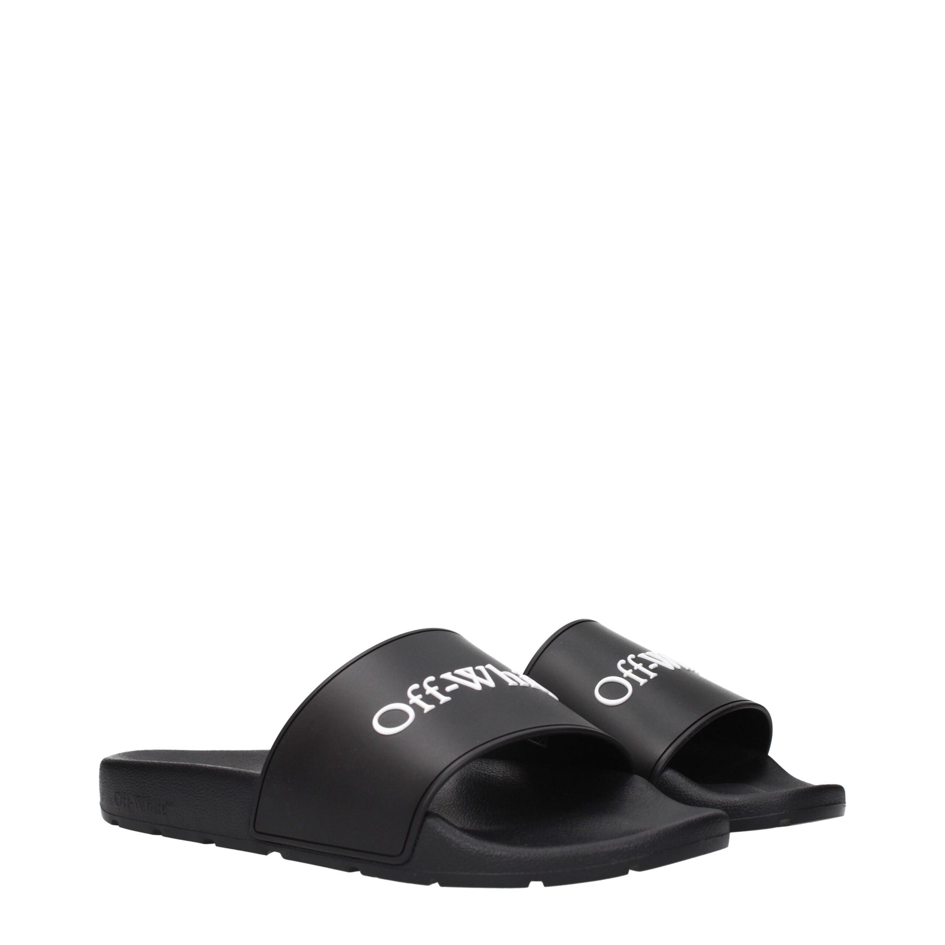Off-White Black Cotton Slippers Sandals