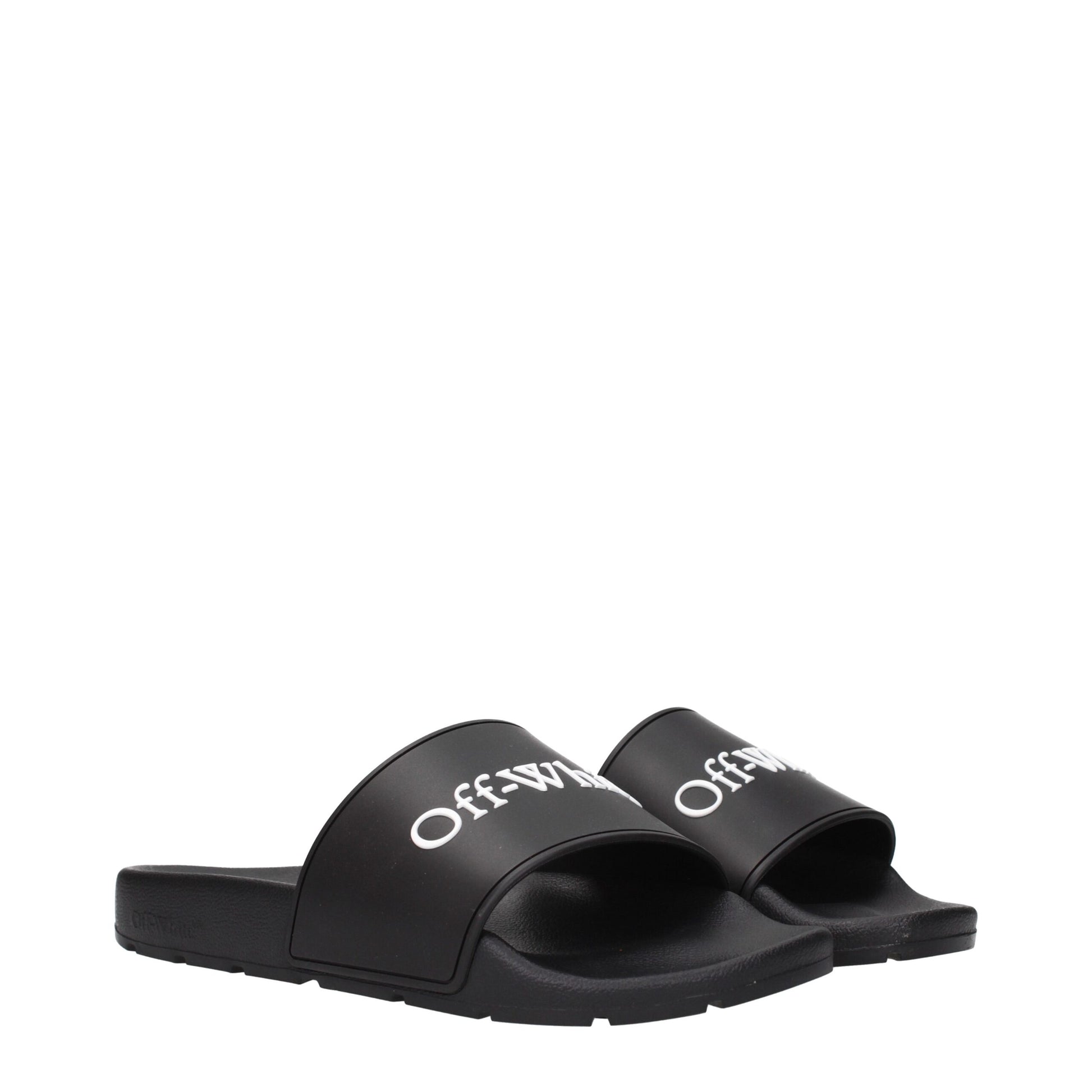 Off-White Black Cotton Slippers Sandals