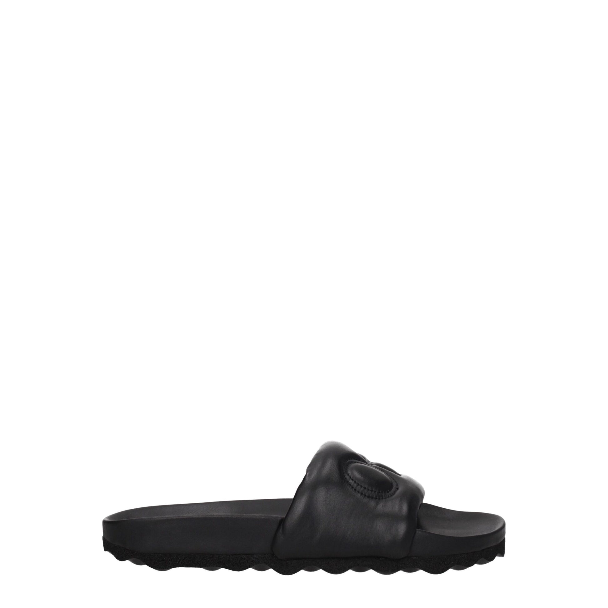 Off-White Black Leather Slippers Sandals