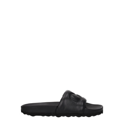 Off-White Black Leather Slippers Sandals