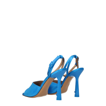 Off-White Blue Satin Stiletto Heels Sandals