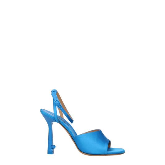 Off-White Blue Satin Stiletto Heels Sandals
