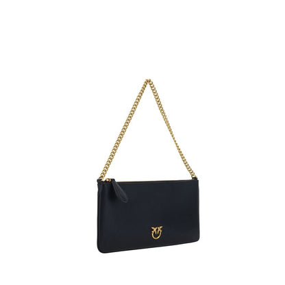 PINKO Black Calf Leather Bos Taurus Shoulder Bag