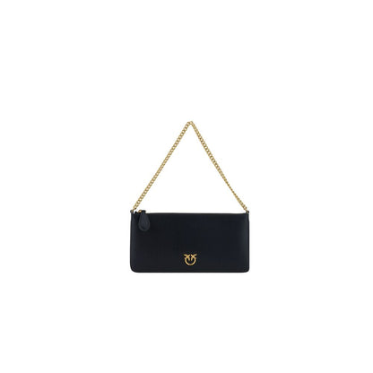 PINKO Black Calf Leather Bos Taurus Shoulder Bag