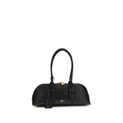 PINKO Black Calf Leather Bos Taurus Shoulder Bag