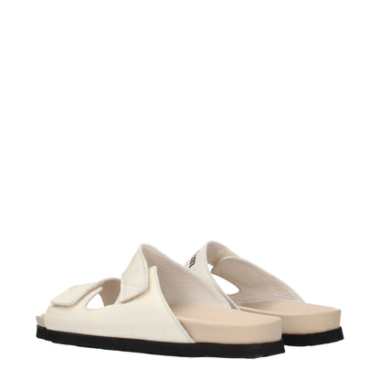 Palm Angels Beige Leather Slippers Sandals