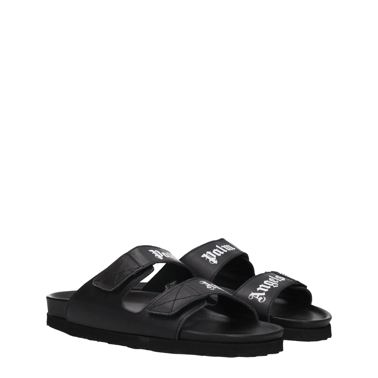 Palm Angels Black Leather Slippers Sandals