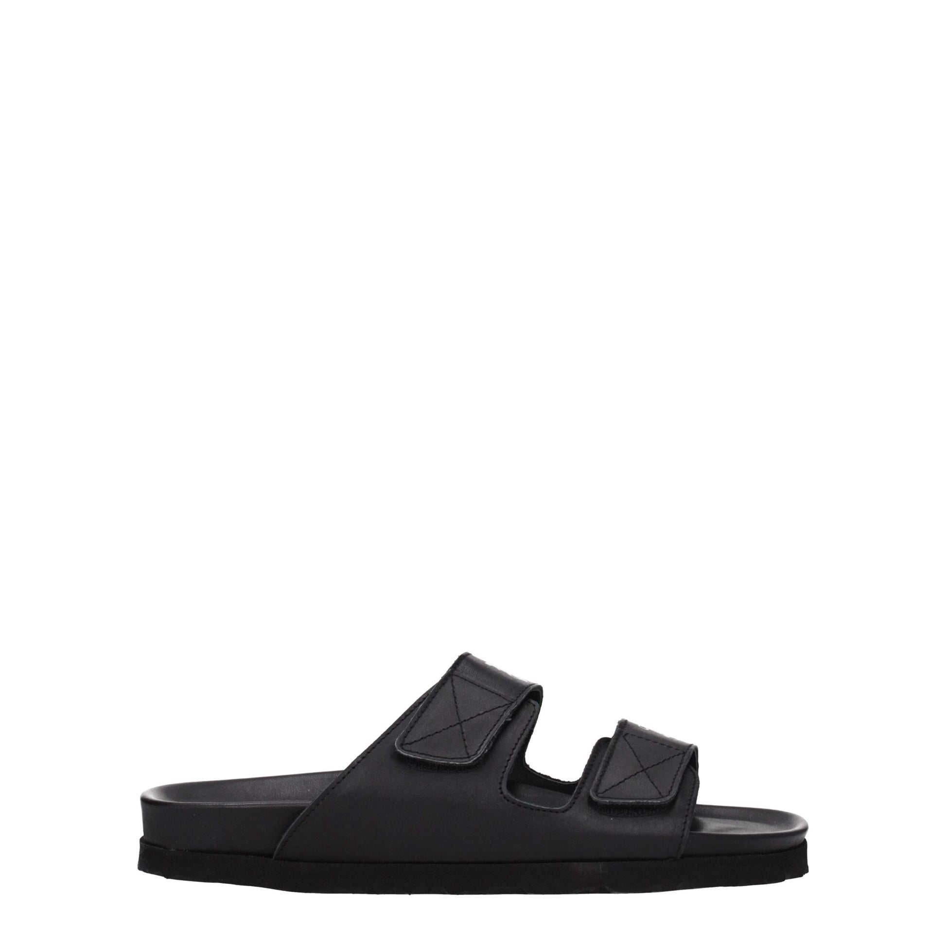 Palm Angels Black Leather Slippers Sandals