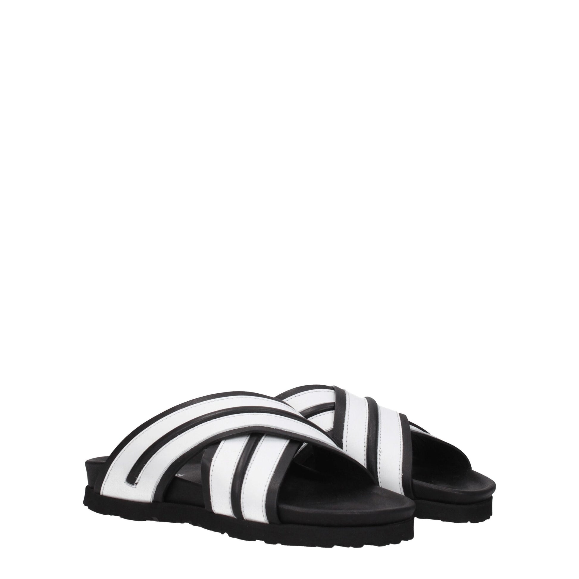 Palm Angels White Leather Slippers Sandals