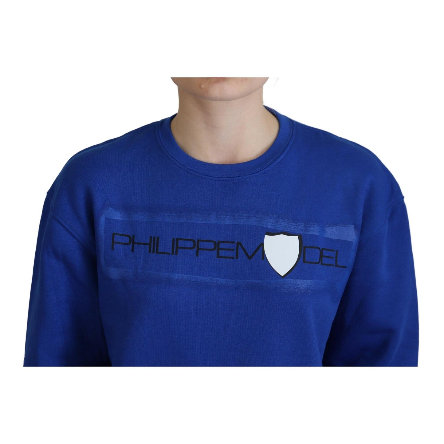 Philippe Model Blue Printed Long Sleeves Pullover Sweater