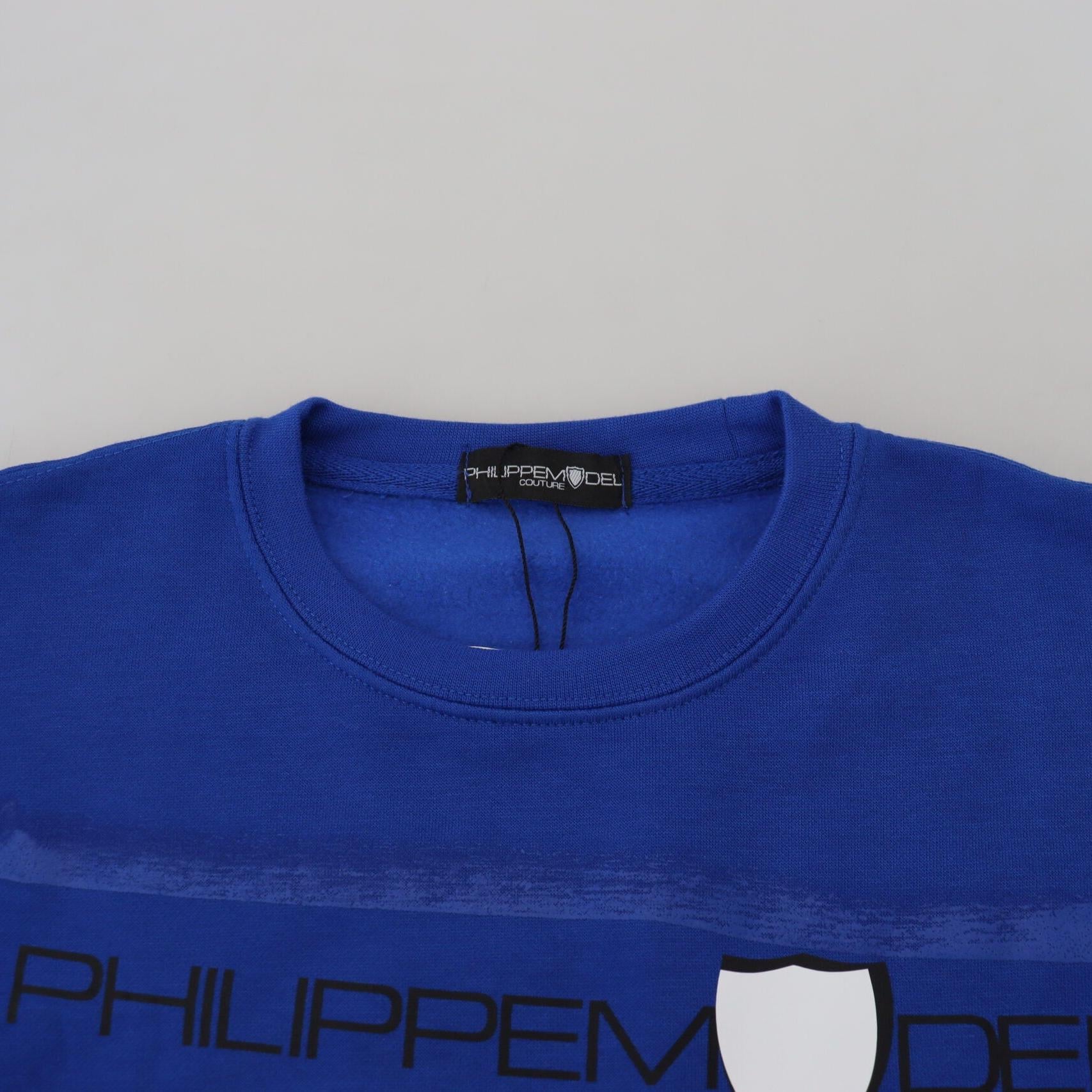 Philippe Model Blue Printed Long Sleeves Pullover Sweater