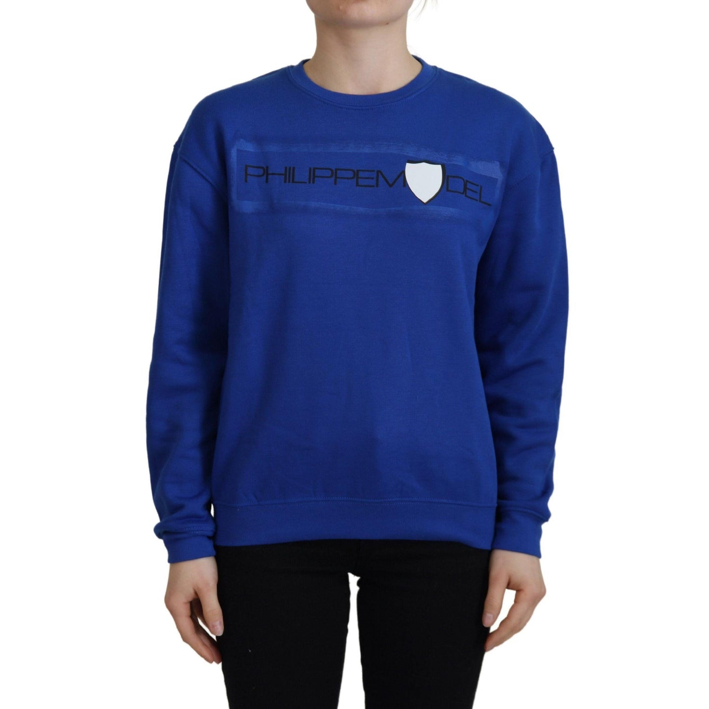 Philippe Model Blue Printed Long Sleeves Pullover Sweater