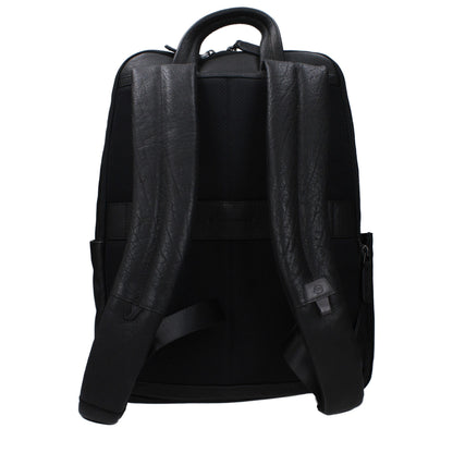 Piquadro Black Leather Backpack