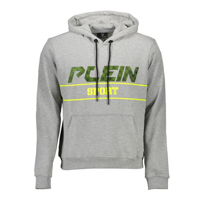 Plein Sport Gray Cotton Men Hooded Sweatshirt