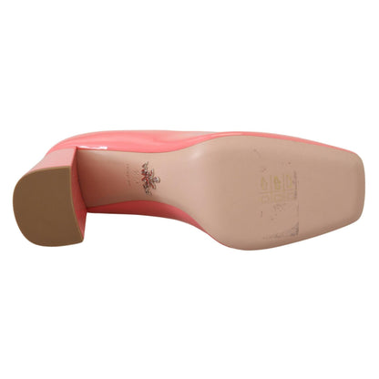 Prada Pink Patent Leather Block Heels Pumps Classic