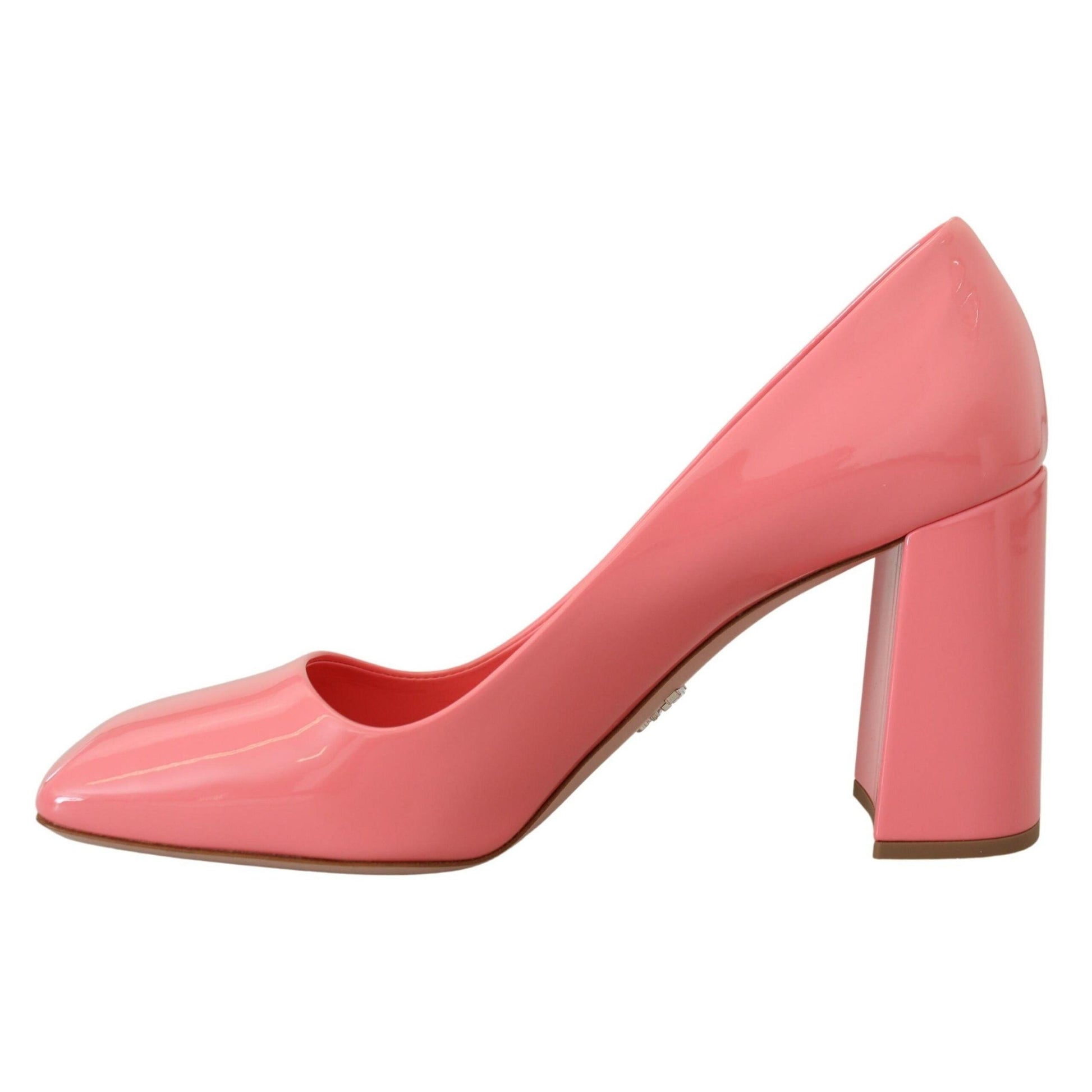 Prada Pink Patent Leather Block Heels Pumps Classic