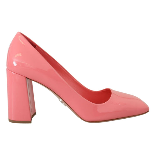 Prada Pink Patent Leather Block Heels Pumps Classic