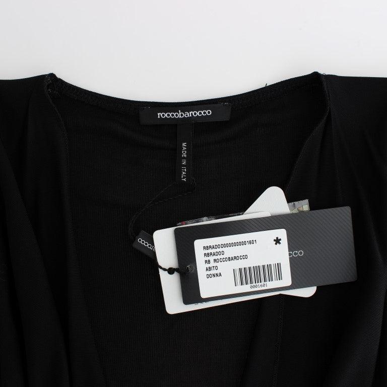 Roccobarocco Black Embellished Jersey Mini Sheath Short Dress