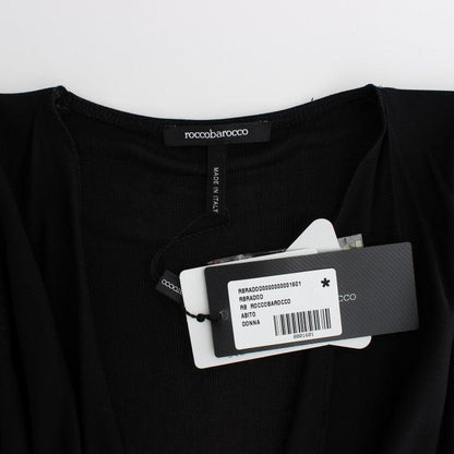 Roccobarocco Black Embellished Jersey Mini Sheath Short Dress