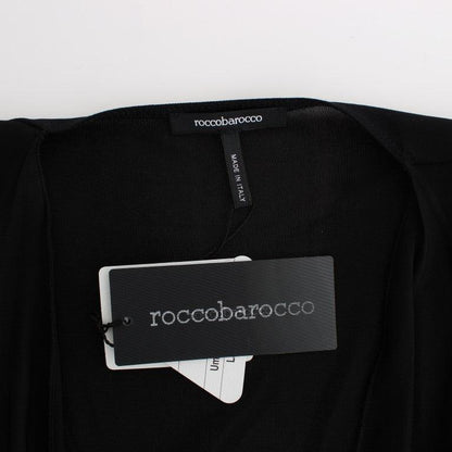 Roccobarocco Black Embellished Jersey Mini Sheath Short Dress
