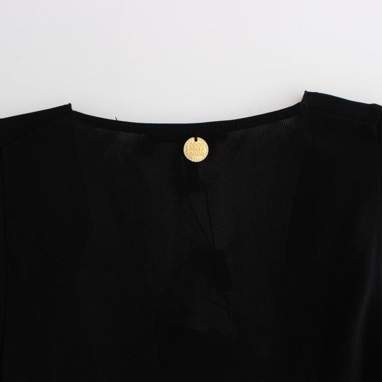 Roccobarocco Black Embellished Jersey Mini Sheath Short Dress