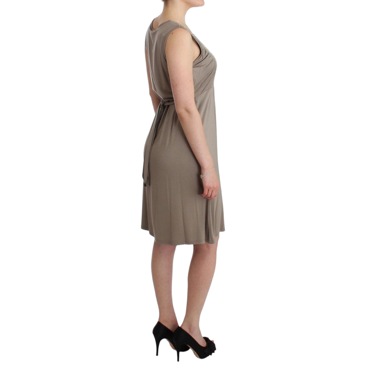 Roccobarocco Khaki studded sheath dress